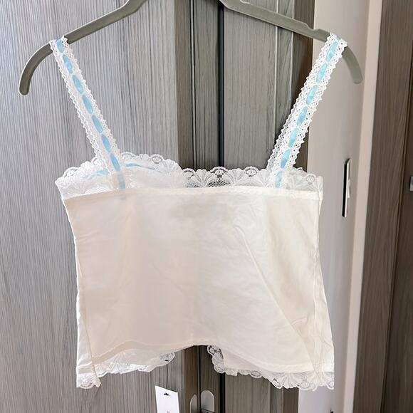 NWT REVOLVE RUMORED vintage love camisole top white w blue ribbon XS - Picture 11 of 12